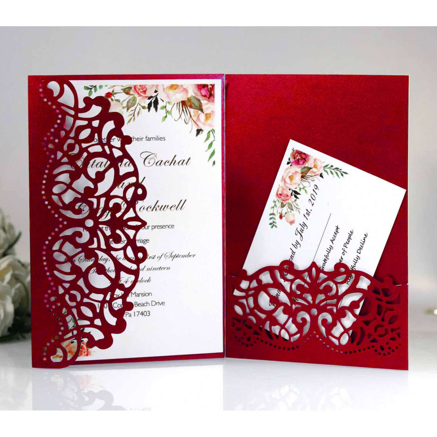 Laser Cut Wedding Invitation Card Wholesale Iridescent Paper